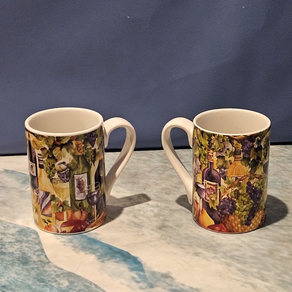 Deborah K. Ellis SBCD Grape Vineyard Wine Coffee Mugs Set of 2